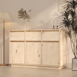 Berkfield Home Sideboard 110x34x75 cm Solid Wood Pine in Brown - Size: 110 x 34 x 75 cm - thumbnail 1