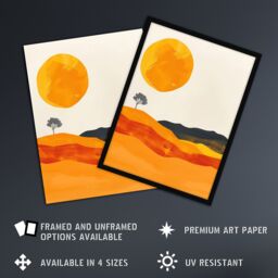 "Artery8 Abstract Landscape Lone Tree Bright Boho Painting Wall Art Print in Mustard - Size: W24"" x H32""" - thumbnail 2