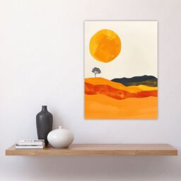 "Artery8 Abstract Landscape Lone Tree Bright Boho Painting Wall Art Print in Mustard - Size: W24"" x H32""" - thumbnail 4