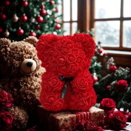 Smartbies Women's Rose Bear Black Ribbon Rose Petals Teddy Bear Presents for Women in Red - Size: 1 Pack - thumbnail 7