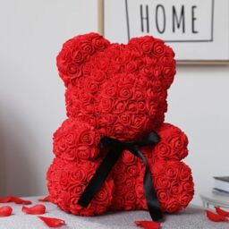 Smartbies Women's Rose Bear Black Ribbon Rose Petals Teddy Bear Presents for Women in Red - Size: 1 Pack - thumbnail 6