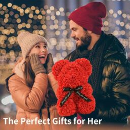 Smartbies Women's Rose Bear Black Ribbon Rose Petals Teddy Bear Presents for Women in Red - Size: 1 Pack - thumbnail 8