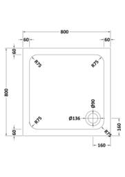 Balterley Stone Slate Square Shower Tray 800x800mm in Grey - thumbnail 2