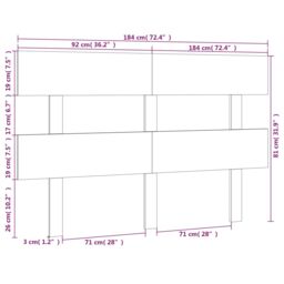 Berkfield Home Bed Headboard White 184x3x81 cm Solid Wood Pine - Size: 184 x 3 x 81 cm - thumbnail 6