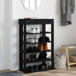 Berkfield Home Shoe Rack Black 60x30x98 cm Engineered Wood - Size: 60 x 30 x 98 cm - thumbnail 3