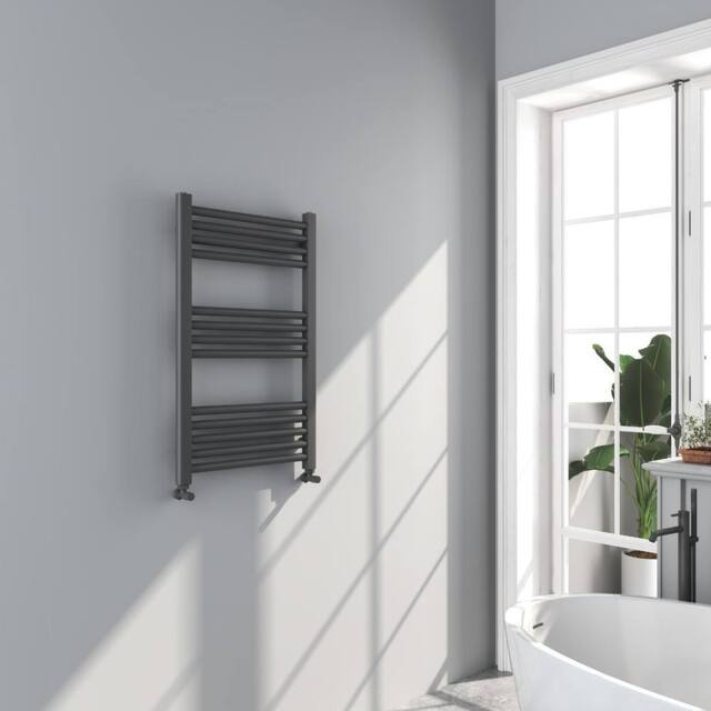 Bathroom Kingdom Omata Gunmetal Grey Straight Heated Towel Rail 800x500mm - image 1