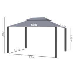 OUTSUNNY 3m x 4m Aluminium Gazebo Canopy Patio Marquee Party Tent in Grey - thumbnail 3