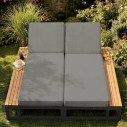 Matteo Grey Outdoor Daybed - Adjustable Waterproof Sun Lounger Sofa Bed - thumbnail 5