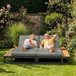 Matteo Grey Outdoor Daybed - Adjustable Waterproof Sun Lounger Sofa Bed - thumbnail 1