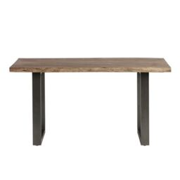 Indian Hub Baltic Live Edge Dining Table - Metal/Acacia Solid Wood - L85 x W150 x H76 cm in Brown - thumbnail 2