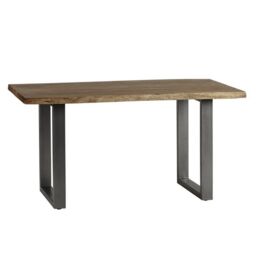 Indian Hub Baltic Live Edge Dining Table - Metal/Acacia Solid Wood - L85 x W150 x H76 cm in Brown - thumbnail 1