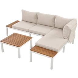 HomeTouch 4 Seater Outdoor Lounge Set with Coffee Table in Beige - Size: 3 Pack - thumbnail 7