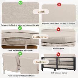 HomeTouch 4 Seater Outdoor Lounge Set with Coffee Table in Beige - Size: 3 Pack - thumbnail 6