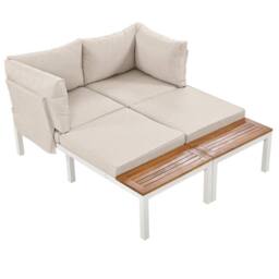 HomeTouch 4 Seater Outdoor Lounge Set with Coffee Table in Beige - Size: 3 Pack - thumbnail 8