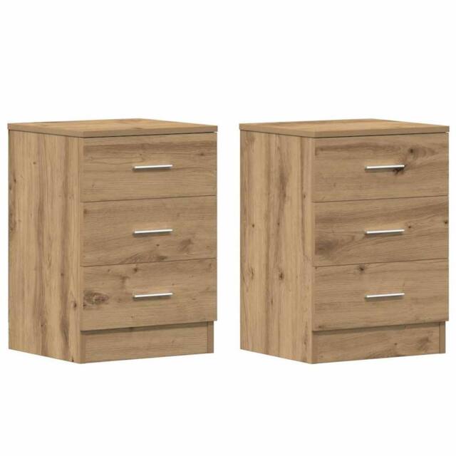Berkfield Home Bedside Cabinets 2 pcs Artisan Oak 38x35x55 cm Engineered Wood in Brown - Size: 38 x 35 x 55 cm - image 1