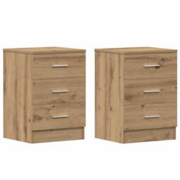 Berkfield Home Bedside Cabinets 2 pcs Artisan Oak 38x35x55 cm Engineered Wood in Brown - Size: 38 x 35 x 55 cm - thumbnail 1