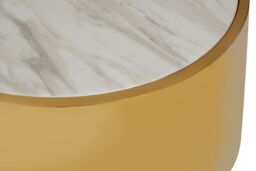 Orsina Luxury Round White Coffee Table, Marble Coffee Table, White & Gold Coffee table, Contemporary Cocktail table - thumbnail 4