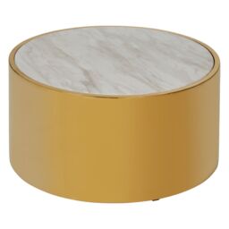 Orsina Luxury Round White Coffee Table, Marble Coffee Table, White & Gold Coffee table, Contemporary Cocktail table - thumbnail 2
