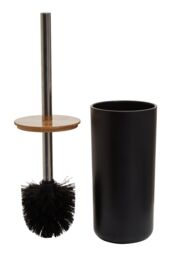 Orsina White Toilet Brush Holder, Bathroom Cleaning Set With Bristles & Natural Grip, Brush Holder in Black - thumbnail 2
