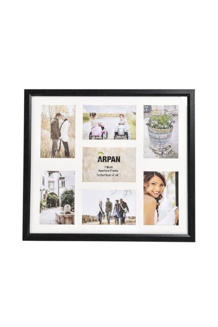 Arpan MDF Multi Aperture Photo Collage Frame for 7 Photos 3 x 6x 4 nd 4 x 4X 6Photos in Black - image 1