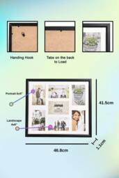 Arpan MDF Multi Aperture Photo Collage Frame for 7 Photos 3 x 6x 4 nd 4 x 4X 6Photos in Black - thumbnail 2