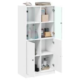 Berkfield Home Highboard with Doors White 68x37x142 cm Engineered Wood - Size: 68 x 37 x 142 cm - thumbnail 4