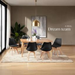 tectake Dining Chair Set Frederikke Set Of 4 - Black - Size: 4 Pack - thumbnail 8