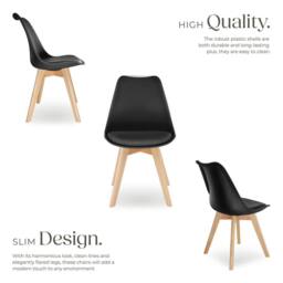tectake Dining Chair Set Frederikke Set Of 4 - Black - Size: 4 Pack - thumbnail 3