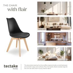 tectake Dining Chair Set Frederikke Set Of 4 - Black - Size: 4 Pack - thumbnail 7