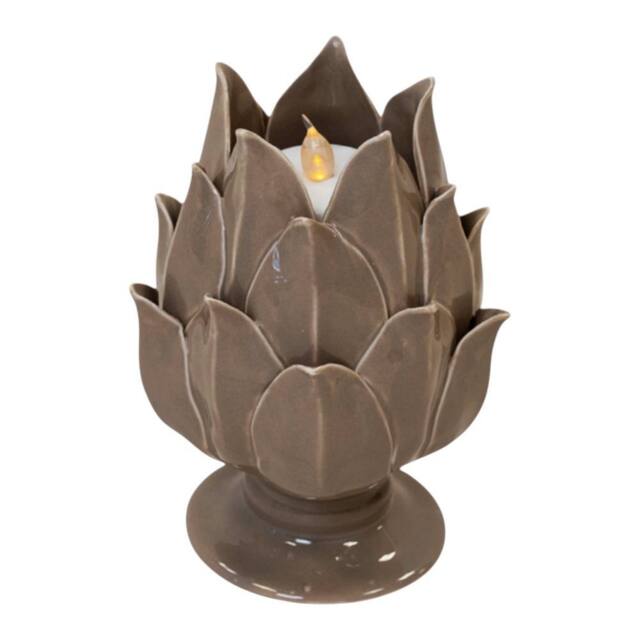 Four Candle Taupe Glazed Artichoke Candle Holder in Brown - image 1