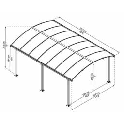 Palram Arcadia Carport 5000 - Polycarbonate - L507 x W359 x H242 cm - Grey - thumbnail 4