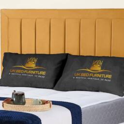 "UK Bed Furniture Sierra Upholstered Bed Frame with 48"" Headboard - Slatted Base in Mustard - Size: Single" - thumbnail 2