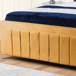 "UK Bed Furniture Sierra Upholstered Bed Frame with 48"" Headboard - Slatted Base in Mustard - Size: Single" - thumbnail 3