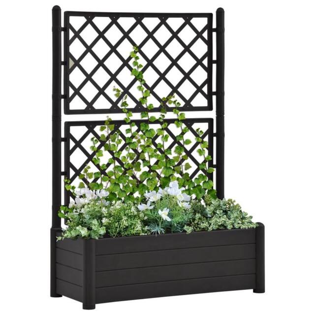 Berkfield Home Garden Planter with Trellis 100x43x142 cm PP Anthracite in Black - Size: 100 x 43 x 142 cm - image 1