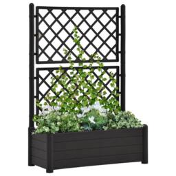 Berkfield Home Garden Planter with Trellis 100x43x142 cm PP Anthracite in Black - Size: 100 x 43 x 142 cm - thumbnail 1