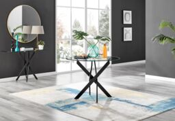 FurnitureboxUK Novara 100cm Round Black Leg Dining Table & 2 Pesaro Black Leg Chairs - thumbnail 7