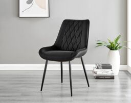 FurnitureboxUK Novara 100cm Round Black Leg Dining Table & 2 Pesaro Black Leg Chairs - thumbnail 4