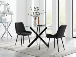 FurnitureboxUK Novara 100cm Round Black Leg Dining Table & 2 Pesaro Black Leg Chairs - thumbnail 1