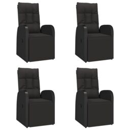 Berkfield Home 5 Piece Garden Dining Set Black Poly Rattan&Solid Wood Acacia - thumbnail 4