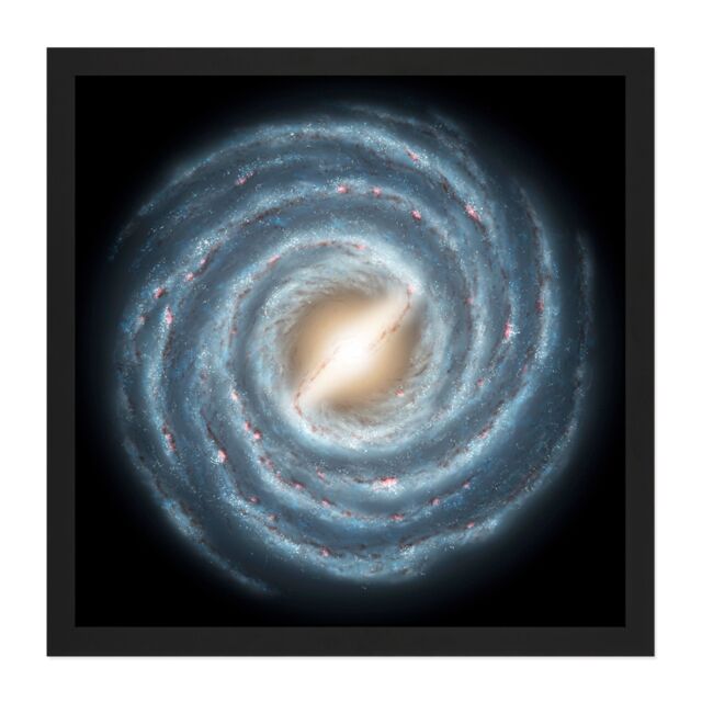 "Artery8 Wall Art Print Space NASA Galaxy Milky Way Spirals Square Framed Picture 16X16 Inch in Black - Size: W16"" x H16""" - image 1