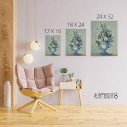 "Artery8 Flowers in a Rococo Vase Still Life Cezanne Canvas Wall Art Print in Blue - Size: W12"" x H16""" - thumbnail 4