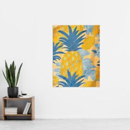 "Artery8 Bright Yellow Pineapples Artwork Fruity Fun Wall Art Print - Size: W24"" x H32""" - thumbnail 4