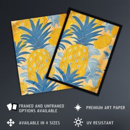 "Artery8 Bright Yellow Pineapples Artwork Fruity Fun Wall Art Print - Size: W24"" x H32""" - thumbnail 2