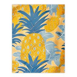 "Artery8 Bright Yellow Pineapples Artwork Fruity Fun Wall Art Print - Size: W24"" x H32""" - thumbnail 1