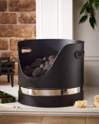 Dibor Black & Nickel Coal, Log, Kindling Bucket with Mosaic Style Firescreen - thumbnail 3