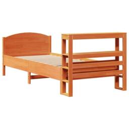 Berkfield Home Bookcase Bed Frame Wax Brown 75x190 cm Small Single Solid Wood Pine - thumbnail 6
