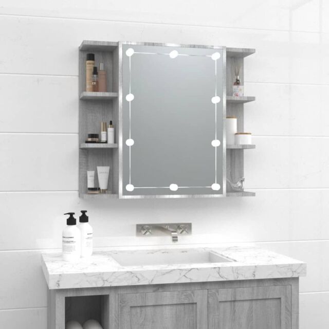 Berkfield Home Mirror Cabinet with LED Grey Sonoma 70x16.5x60 cm - image 1