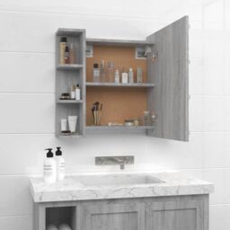 Berkfield Home Mirror Cabinet with LED Grey Sonoma 70x16.5x60 cm - thumbnail 5