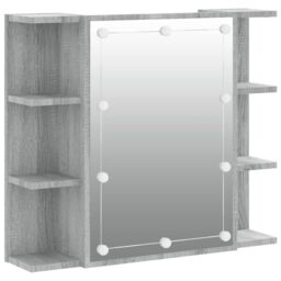 Berkfield Home Mirror Cabinet with LED Grey Sonoma 70x16.5x60 cm - thumbnail 2