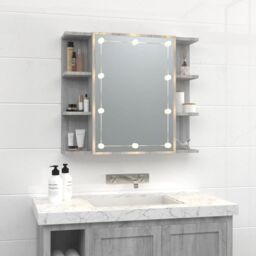 Berkfield Home Mirror Cabinet with LED Grey Sonoma 70x16.5x60 cm - thumbnail 3